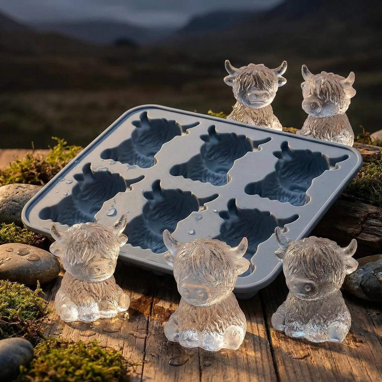Mini Highland Cow Ice Cube Mold, Silicone Ice Cube Tray, Cute 3D Ice Cubes for Drinks, Parties, and Gifts, Perfect for Beverage Enhancements #GLOBAL PICKS