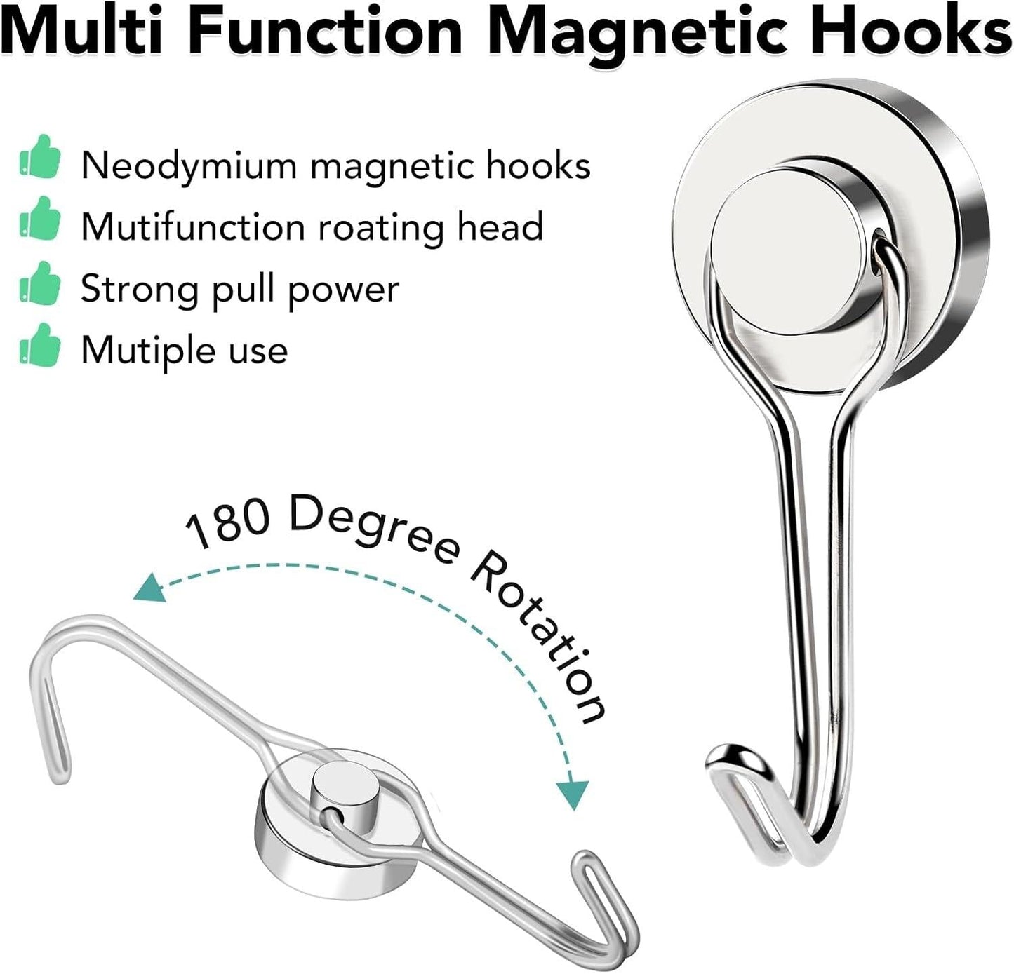 8/16 Pack Swivel Swing Magnetic Hooks 30LBS – Strong Neodymium Hooks for Cruise Cabins, Kitchen, Fridge & Other Magnetic Surfaces, Cruise Essentials 2026