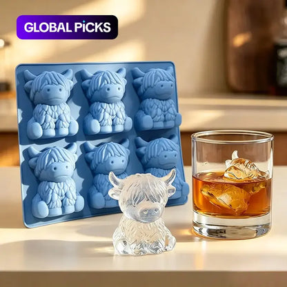 Mini Highland Cow Ice Cube Mold, Silicone Ice Cube Tray, Cute 3D Ice Cubes for Drinks, Parties, and Gifts, Perfect for Beverage Enhancements #GLOBAL PICKS