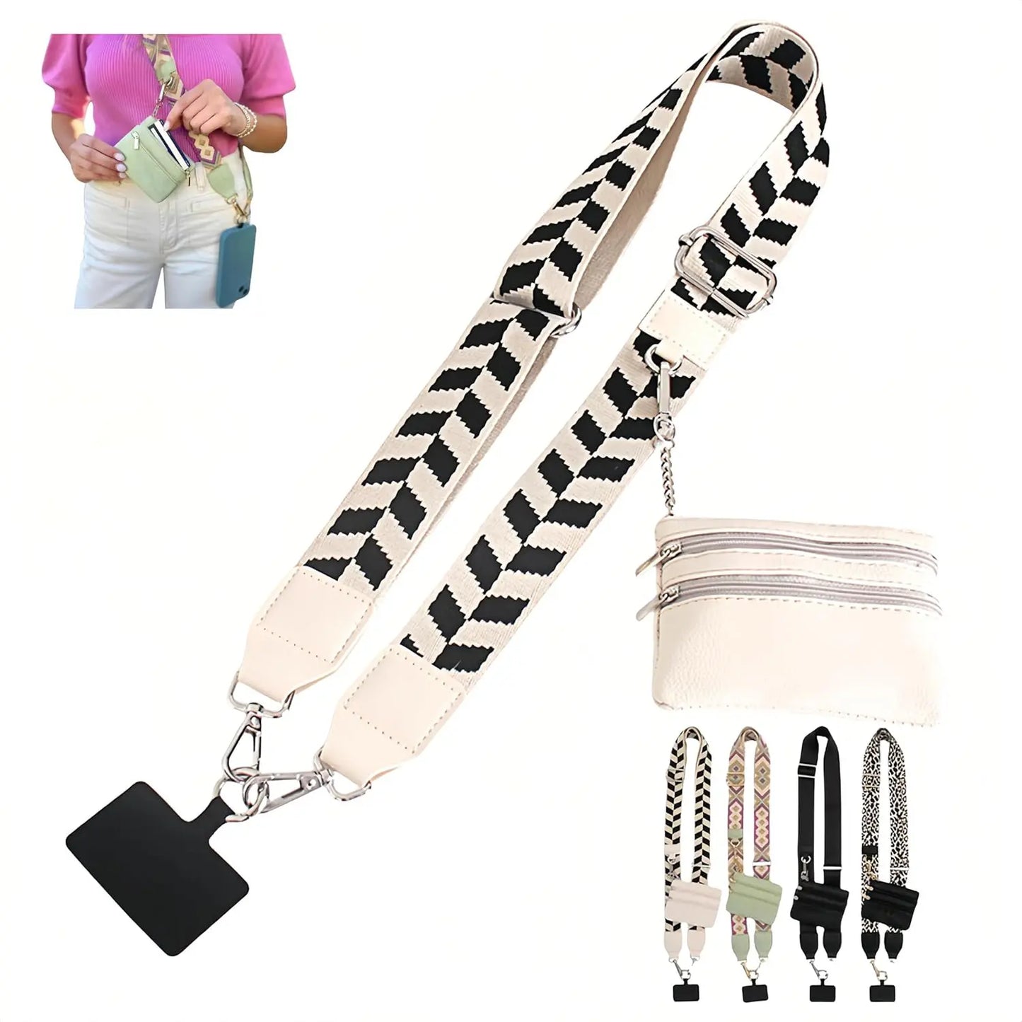 Clip and Go Strap for Phone With Wallet Crossbody, Phone Strap With Wallet, Phone Strap Crossbody With Zipper Pouch Wallet, Adjustable Mobile Phone Strap, Mother's Day Gifts
