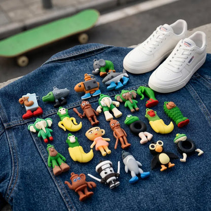 Italian Brainrot Toys 24pcs Tralalero Tralala Meme Shark Figures 2.5in Funny Animals Keychain Decor Summervibes Gifts for Fans Squishy Bag Charms Car Accessories Collector Set Fun Collectibles Silicone Figurines Decorative Figurines
