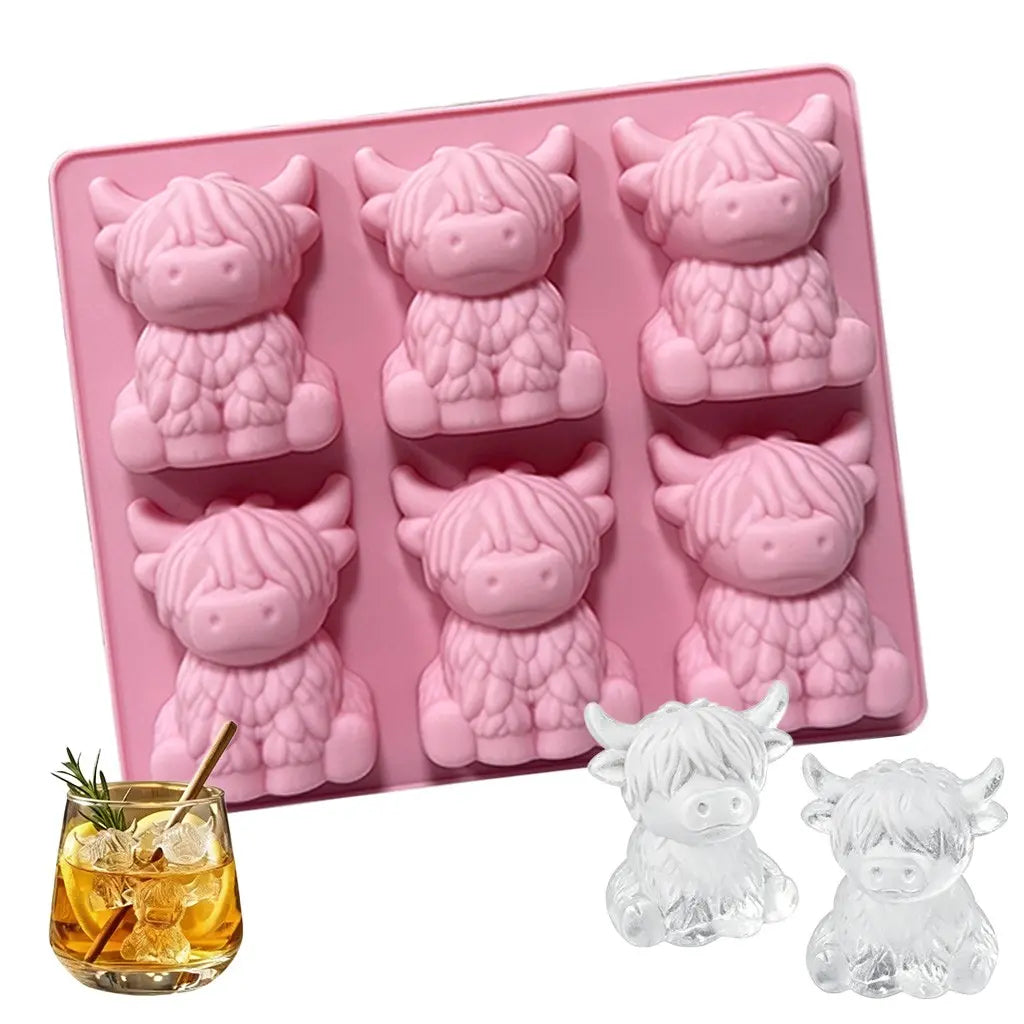 Mini Highland Cow Ice Cube Mold, Silicone Ice Cube Tray, Cute 3D Ice Cubes for Drinks, Parties, and Gifts, Perfect for Beverage Enhancements #GLOBAL PICKS