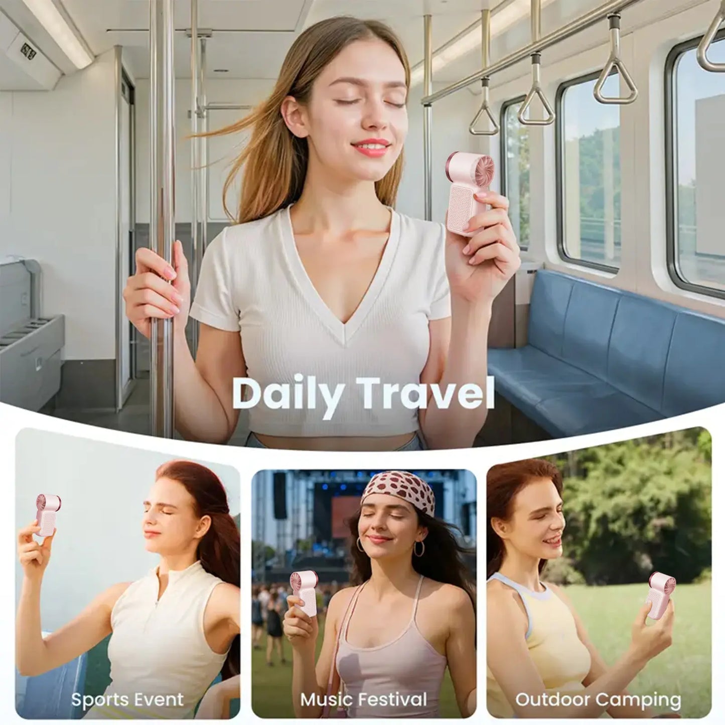 Mini Handheld Fan with LED Display – 6-Speed Turbo Pocket size Fan for Women. USB Rechargeable, High-Speed Cooling for Travel & Makeup. Perfect Gift. Portable Refrigeration
