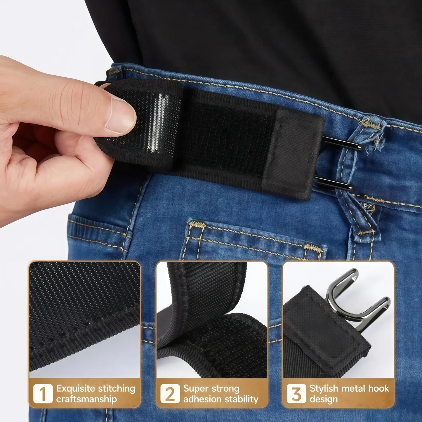 Tactical Metal Hook Elastic Belt (Unisex) - Patented No - Buckle Invisible Design | Soft Adjustable Side TikTokShopBlackFriday