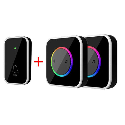 Wireless Doorbell, Easy installation, Waterproof, Adjustable Volume, 45 Chimes, Colorful LED, 1000Ft Range, Black
