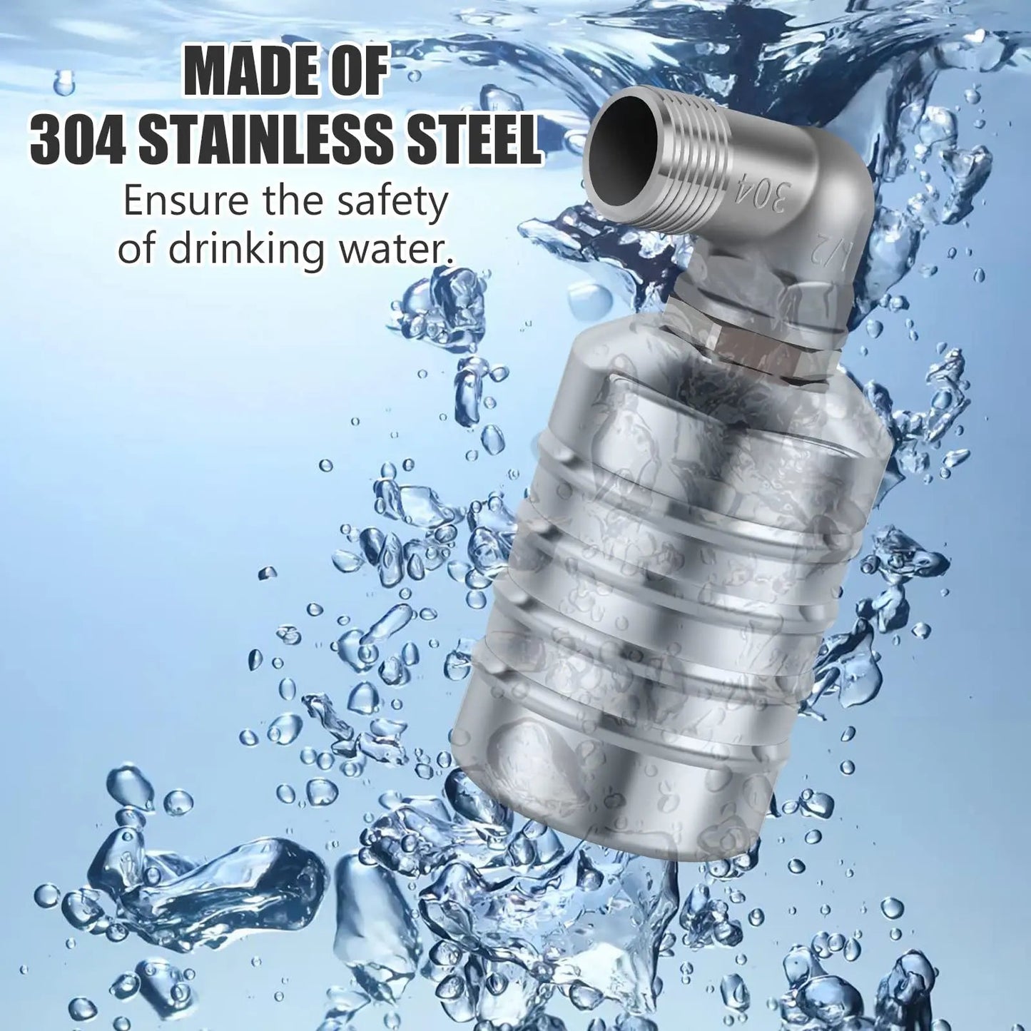 2PCS Water Level Control 2Pcs Float Valve 304 Stainless Steel Mini Floating Ball Valve Auto Shut Off Upper/Side Water Intake Safe Water Tank
