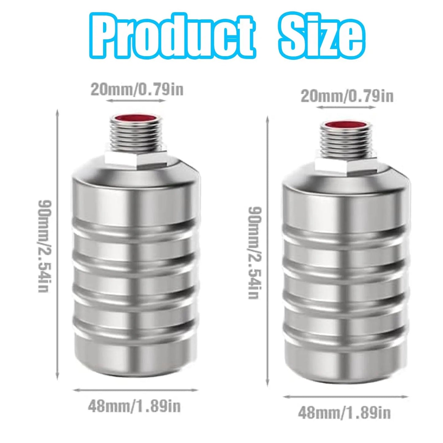 2PCS Water Level Control 2Pcs Float Valve 304 Stainless Steel Mini Floating Ball Valve Auto Shut Off Upper/Side Water Intake Safe Water Tank