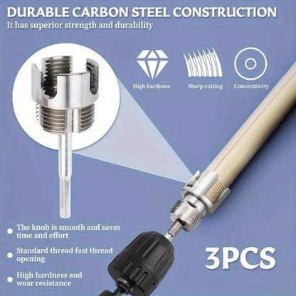 3-Piece Heavy-Duty Alloy Pipe Threading Tool Set - 1/2", 3/4", 1" Internal/External Threads, Electric Drill Compatible PVC/Plastic Pipe Threading Tool, Suitable for DIY and Professional Plumbing Installations (Compatible with PPR, MPP Pipes)Summervibes