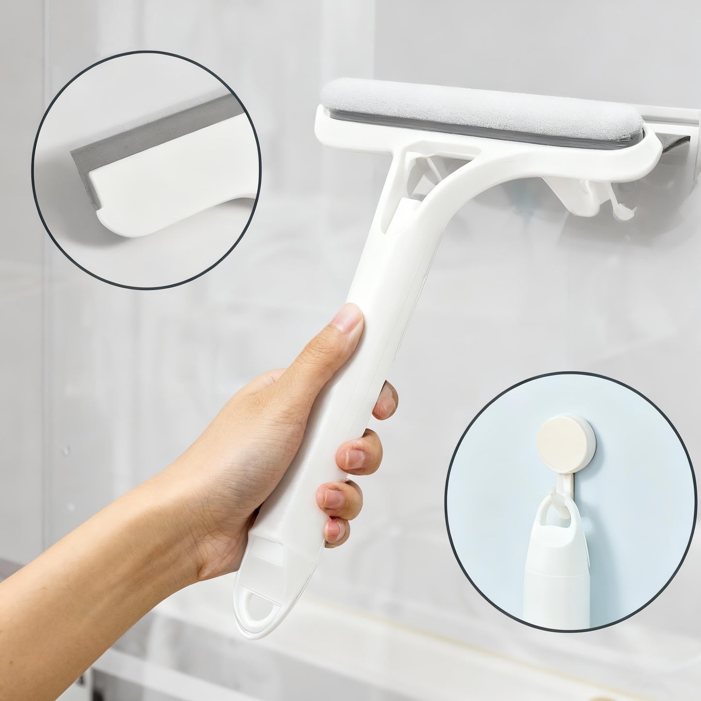 3 in 1 Window Cleaning Scraper, Squeegee and Scrubber with Spray, Multifunctional Household Cleaning Tool, Car Windshield Cleaner,Lightweight Silicone Microfiber Wipe