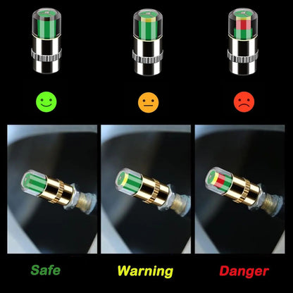 [4 PCS ]Car Auto Tire Pressure Monitor Valve, Car Pressure Monitor Valve Stem, Tire Pressure Monitor Valve Stem Cap for Medium-Sized, Small, Motorbikes, Bicycles