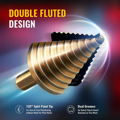 5PCS Titanium Step Drill Bit Set, High Speed Steel Cone Drill Bits 50 Sizes Multi-Hole Cutting Tool, Metal Hole Cutter for Iron Copper Wood Plastic Fiberglass, DIY Industrial Hand Tools, Perfect Father's Day Gift for Dad