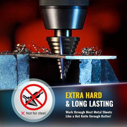 5PCS Titanium Step Drill Bit Set, High Speed Steel Cone Drill Bits 50 Sizes Multi-Hole Cutting Tool, Metal Hole Cutter for Iron Copper Wood Plastic Fiberglass, DIY Industrial Hand Tools, Perfect Father's Day Gift for Dad