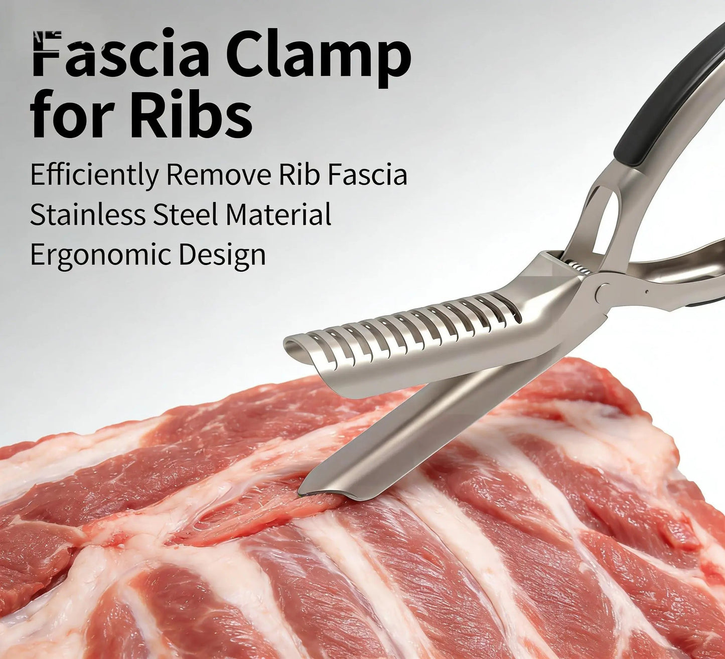 BBQ Rib , Rib Membrane Remover Stainless Steel Tool Kit, with Arc Clamp & Non-Slip Grip, Ergonomic Design for Easy Membrane Removal, Dishwasher Safe BBQ Accessories (1 PC)