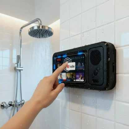 Bathroom shower waterproof phone holder Bluetooth speaker 360°Rotation touch screen mobile phone box watch movie listening music Summervibes