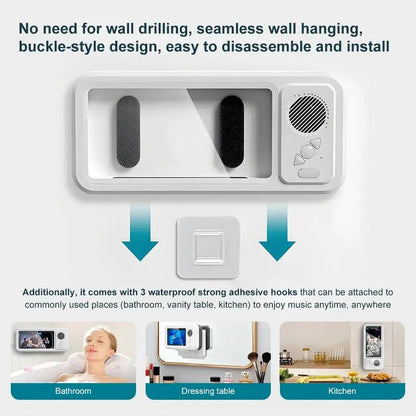 Bathroom shower waterproof phone holder Bluetooth speaker 360°Rotation touch screen mobile phone box watch movie listening music Summervibes