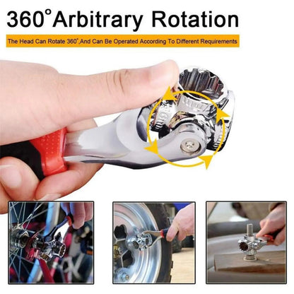 Combination Wrench Set,Universal Wrench with Multifunction 360 Degree Rotating Head,52 in 1 Socket Wrench Tool,Spanner Tool for Home and Car Repair.