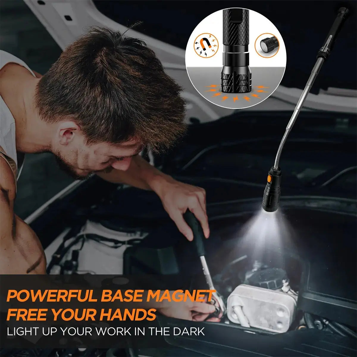 Extendable Magnetic Pickup Tools - Telescoping Magnet with LED Flashlight Gifts for Men, Fathers Day Mens Gifts from Daughter Son, Birthday Gifts for Men Dad Him,car accessories