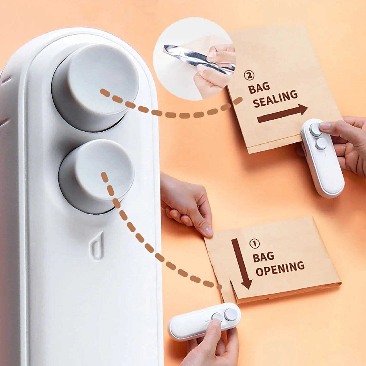 【FaddishDeal】Mini snack bag sealing machine,2 in 1 heat USB rechargeable snack bag selaer,plastic Electric bag sealers, keep food fresh. Portable Sealer Picnics.