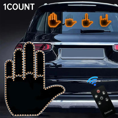 Finger Light with Remote, 1/2/3 Counts Car Hand Sign, Mirror LED Warning Light, Multifunctional Warning Light for Car Window, Car Accessories, Visibility During Night Driving, Led Lights