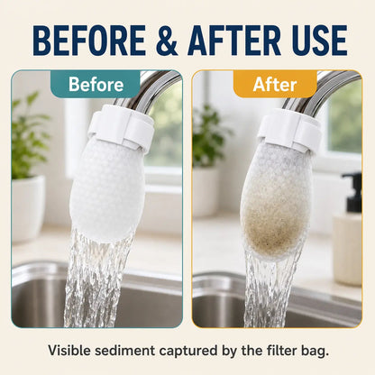 [Fits Faucets < 1"] 50 cotton filter bags disposable Cotton Faucet Filter Bags with 5 fastening straps, Splash-Reducing Tap Water Sediment Filter Sock with Elastic Cuff for Kitchen & Bathroom Faucets