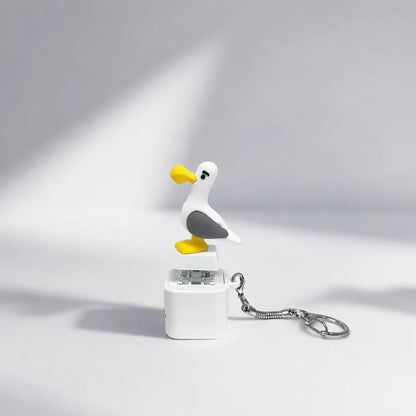 Funny Seagull MINE! Button Keychain-Real Sound & LED Light,Funny Interactive Gift for Friends & Family