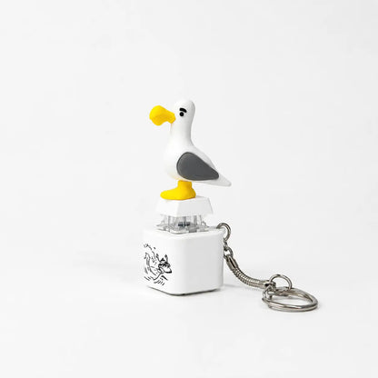 Funny Seagull MINE! Button Keychain-Real Sound & LED Light,Funny Interactive Gift for Friends & Family