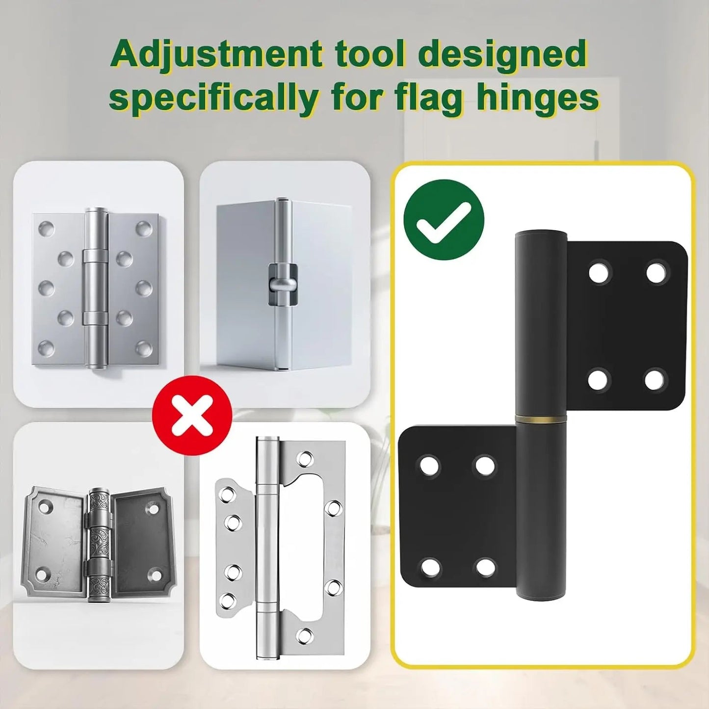 Heavy Duty Door Hinge Adjustment Tool, 2-in-1 Hinge Gap Aligning Wrench, Universal Hinge Bender for Residential, Fire, Security & Clean-Room Flag Hinges
