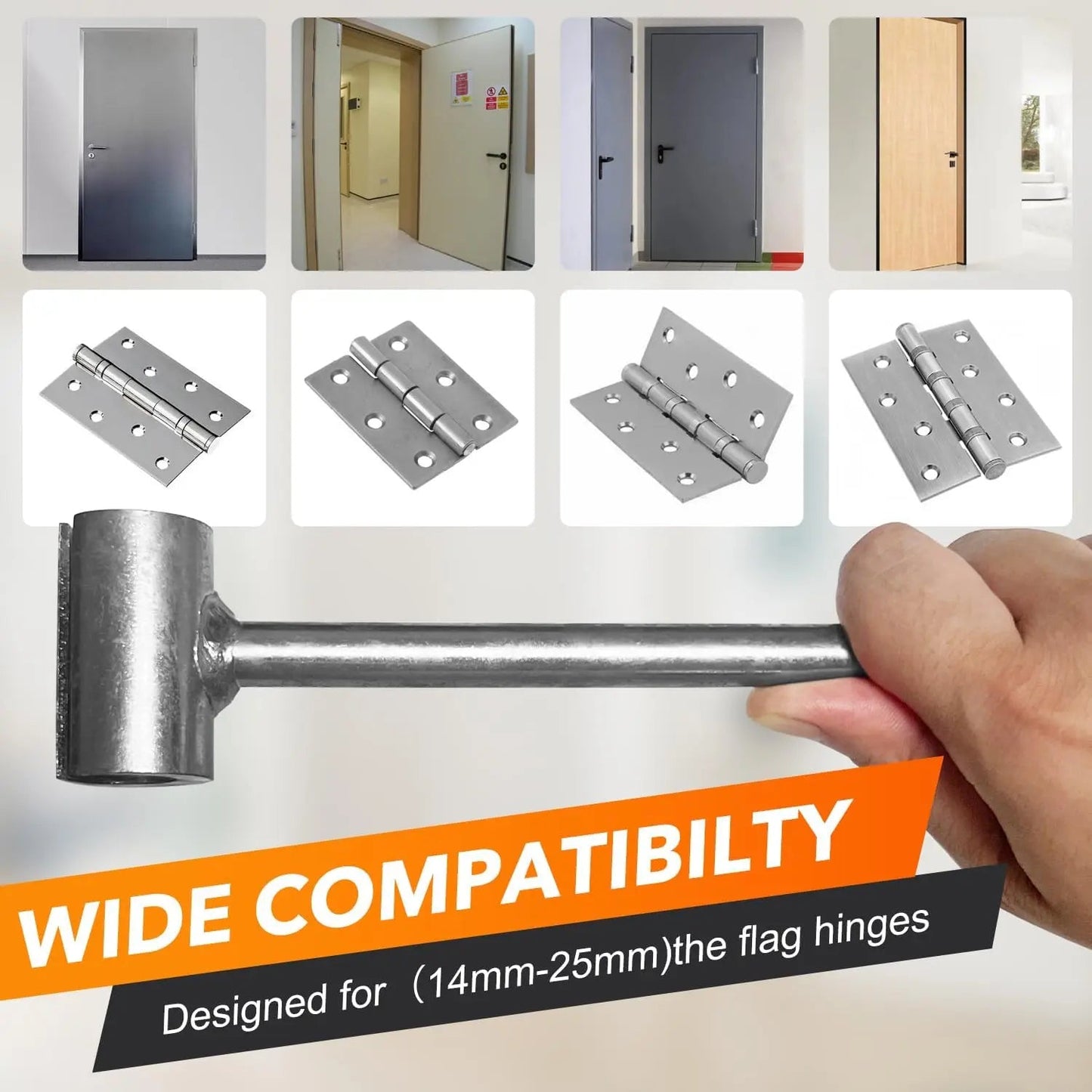 Heavy Duty Door Hinge Adjustment Tool, 2-in-1 Hinge Gap Aligning Wrench, Universal Hinge Bender for Residential, Fire, Security & Clean-Room Flag Hinges