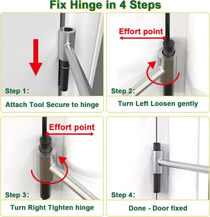 Heavy Duty Door Hinge Adjustment Tool, 2-in-1 Hinge Gap Aligning Wrench, Universal Hinge Bender for Residential, Fire, Security & Clean-Room Flag Hinges