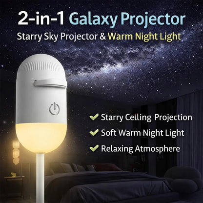 Galaxy Projector 2-in-1 Starry Sky Projector & Night Light USB Galaxy Projector Night Light for Bedroom Hallway Ceiling Decor (1 Light+3 Pcs)