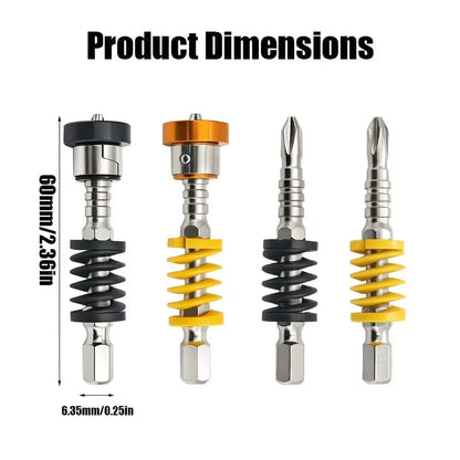 Magnetic Screwdriver Bits Set (Pack of 5) - Spring-Loaded Quick Change Hex Shank Drill Attachment Tool Kits for Electric Drills, Power Tools, Father's Day Gift, Fast Bit Changes, Drill Work