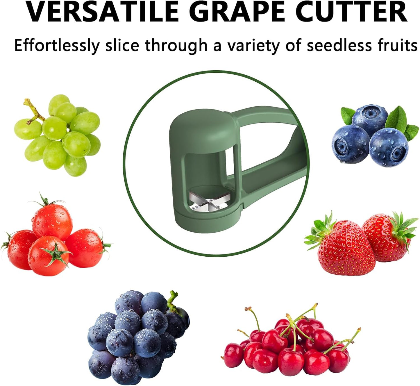 Deals for You Days LUVAN Grape Cutter for Toddlers 1-3 - Stainless Steel Baby Fruit Slicer Safe & Easy Grape, Cherry Tomato, Strawberry, Blueberry Cutter - Lightweight Kitchen Gadget for Fruit Salad & Cake Decor