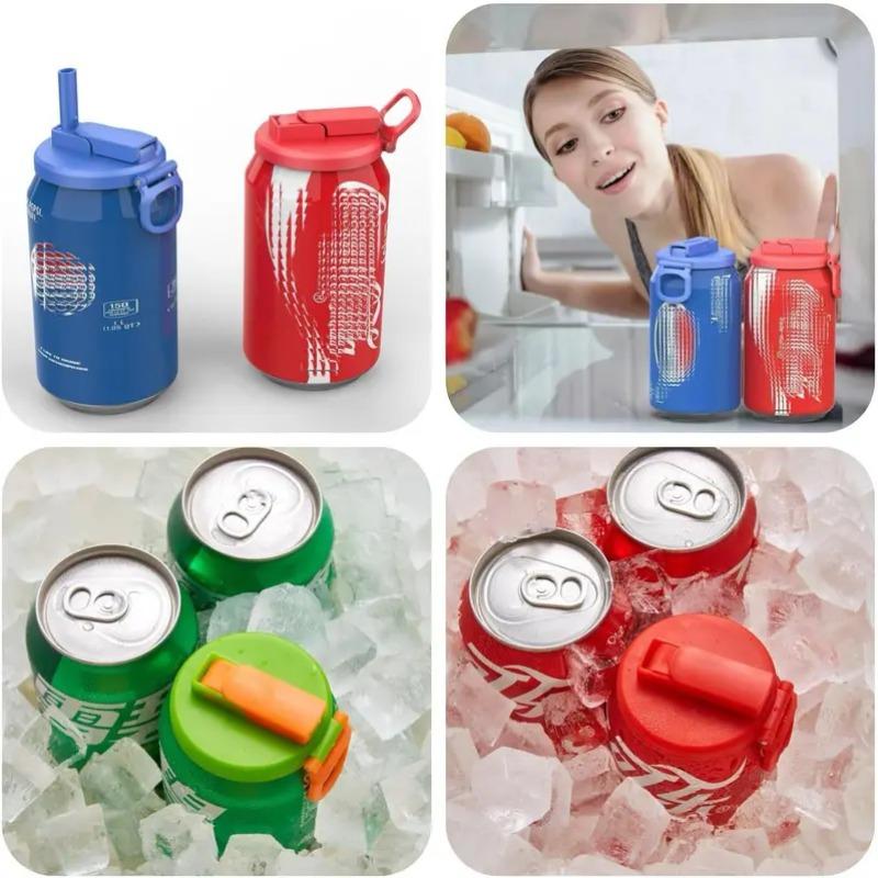 4 Counts Reusable Soda Can Lids with Silicone Straws - Beverage Covers for Seltzer & Juice, Ideal for Children's Day, Colorful Soft Drink Can Lid, Straw Spout Lid