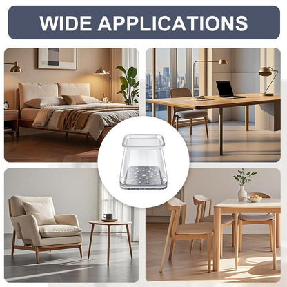 Square Chair Leg Floor Protectors, Furniture felt pads for Hardwood Floors, furniture Sliders for Chair Legs, Floor Protectors for Chairs, reduces noise Silicone Chair Leg Caps Cover, Large, Clear