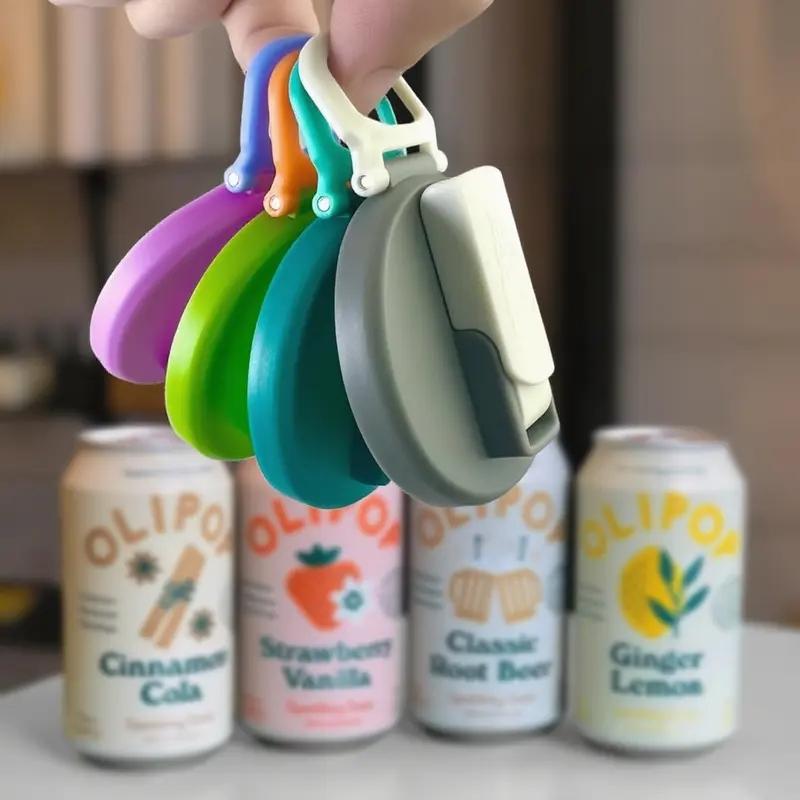 4 Counts Reusable Soda Can Lids with Silicone Straws - Beverage Covers for Seltzer & Juice, Ideal for Children's Day, Colorful Soft Drink Can Lid, Straw Spout Lid