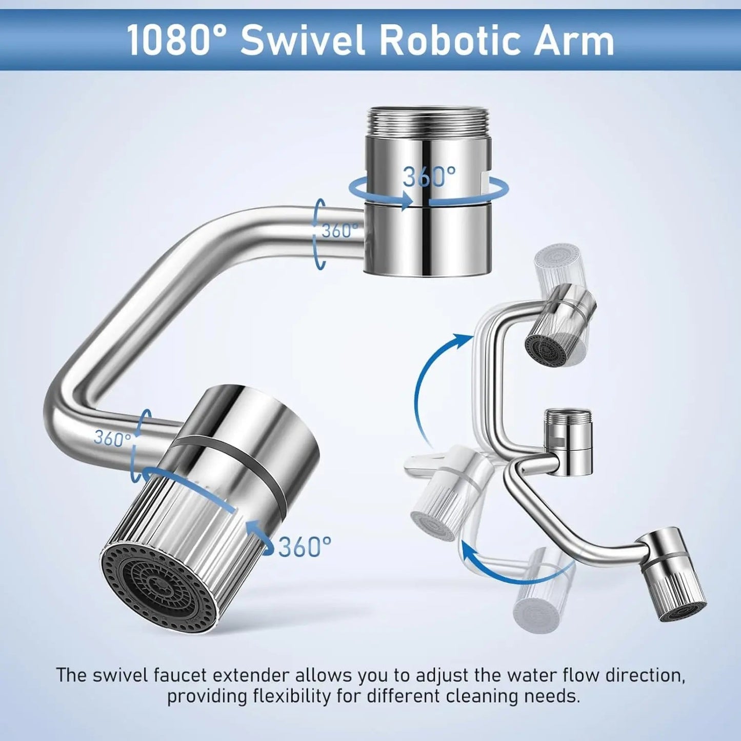 Rotatable Faucet Aerator Extension - for Effortless, All-Angle Control, Rotating Swivel Faucet Aerator Extender, Kitchen Bathroom Sink Faucets Sprayer Attachment with 2 Mode Splash(1PC)
