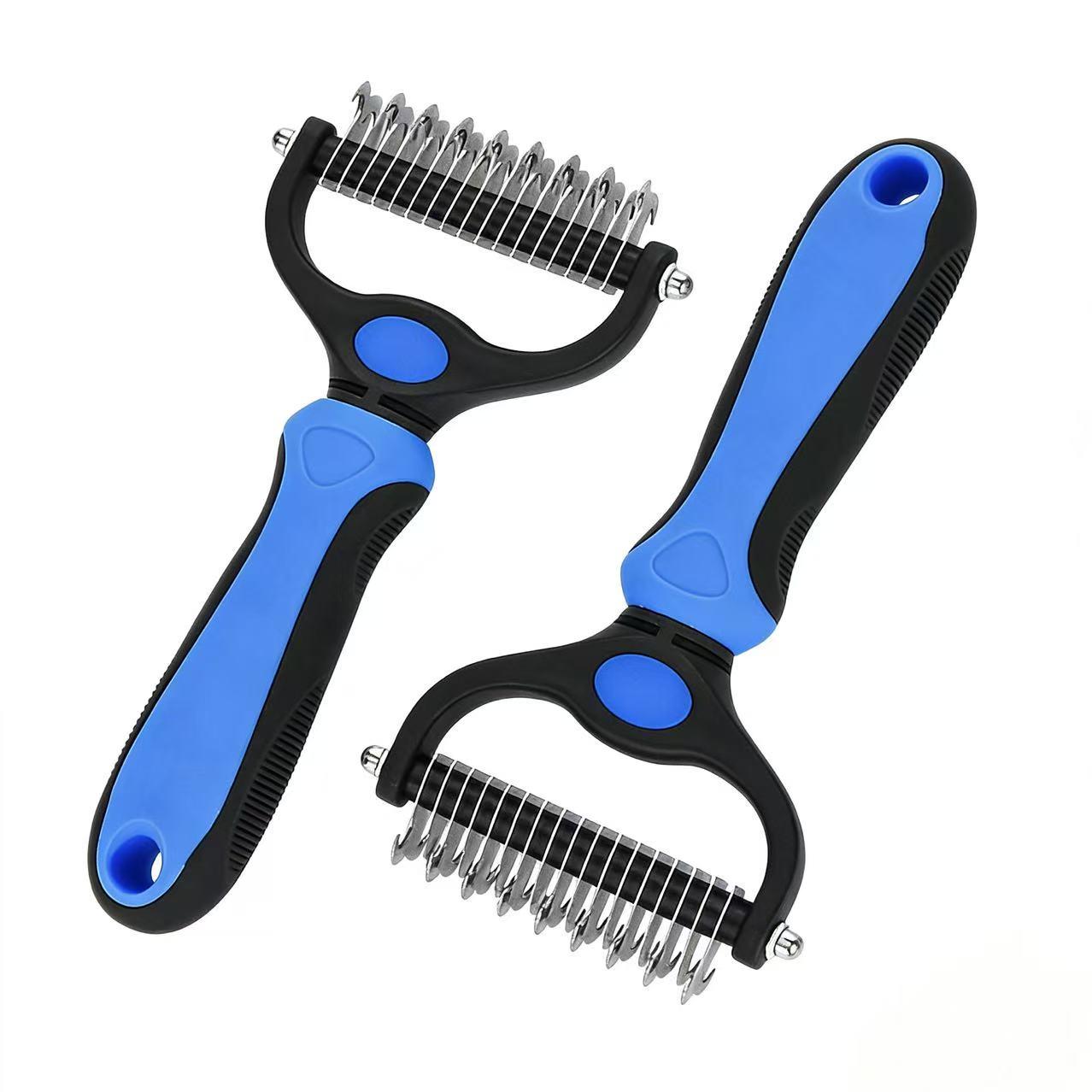 Pet Dematting Undercoat Rake for Long-Haired Dogs & Cats, Double-Sided Grooming Comb for Loose Fur and Light Tangles, Routine Pet Coat Care Tool, Results May Vary by Coat Type