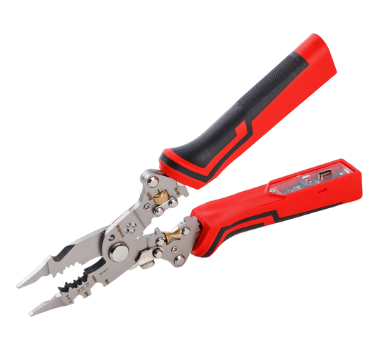 16 in 1 Wire Stripper Twister for Cutting and Pulling Wires,Cable Scissors,Voltage Tester Pliers, 12V to 250V Live,Null,Hot Wire Judgment AC DC, Audible and Flashing LED Alarms